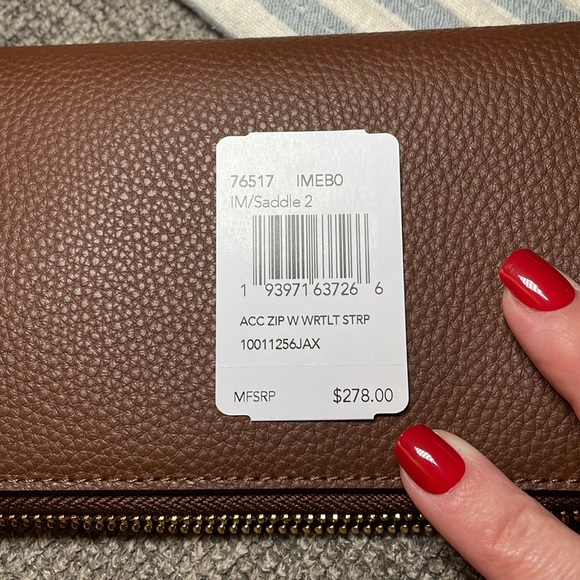 NWT Coach Acc Zip Wristlet Wallet Strap in Saddle 2
